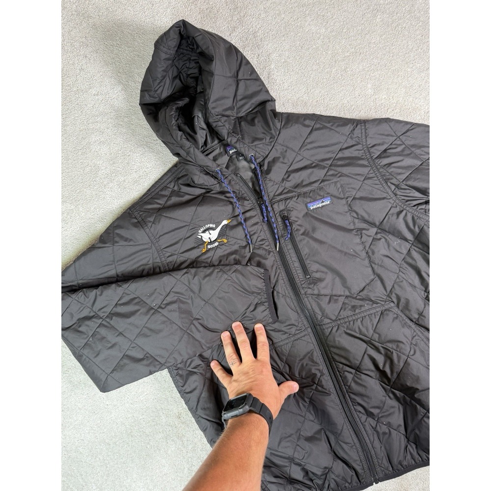 Patagonia M's Diamond Quilted Bomber Hoody Jacket Black Large * Goose **read